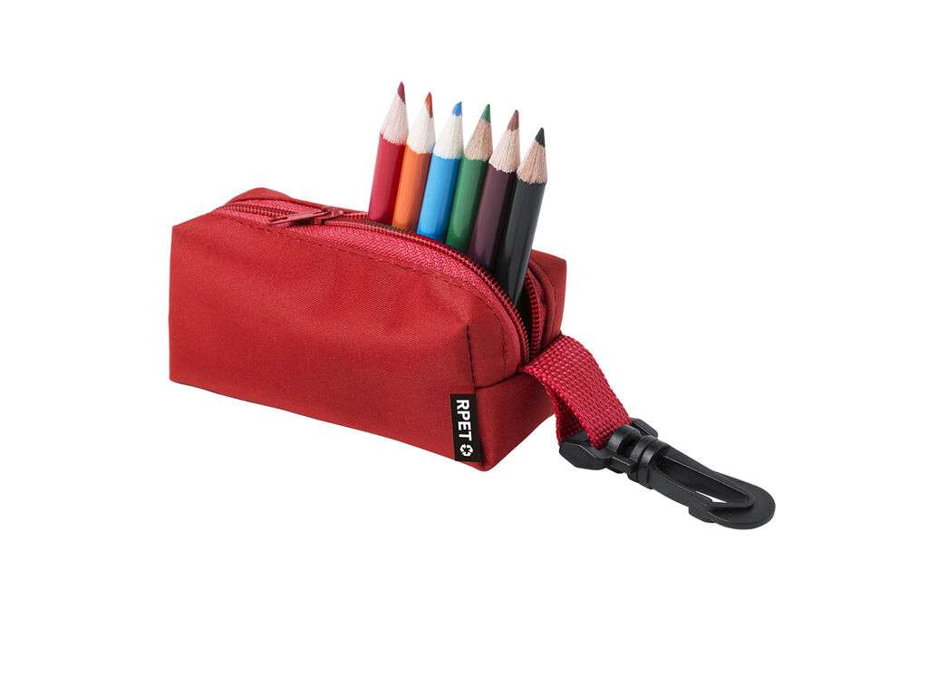 Estuche sostenible con 8 lápices de colores y sacapuntas RPET