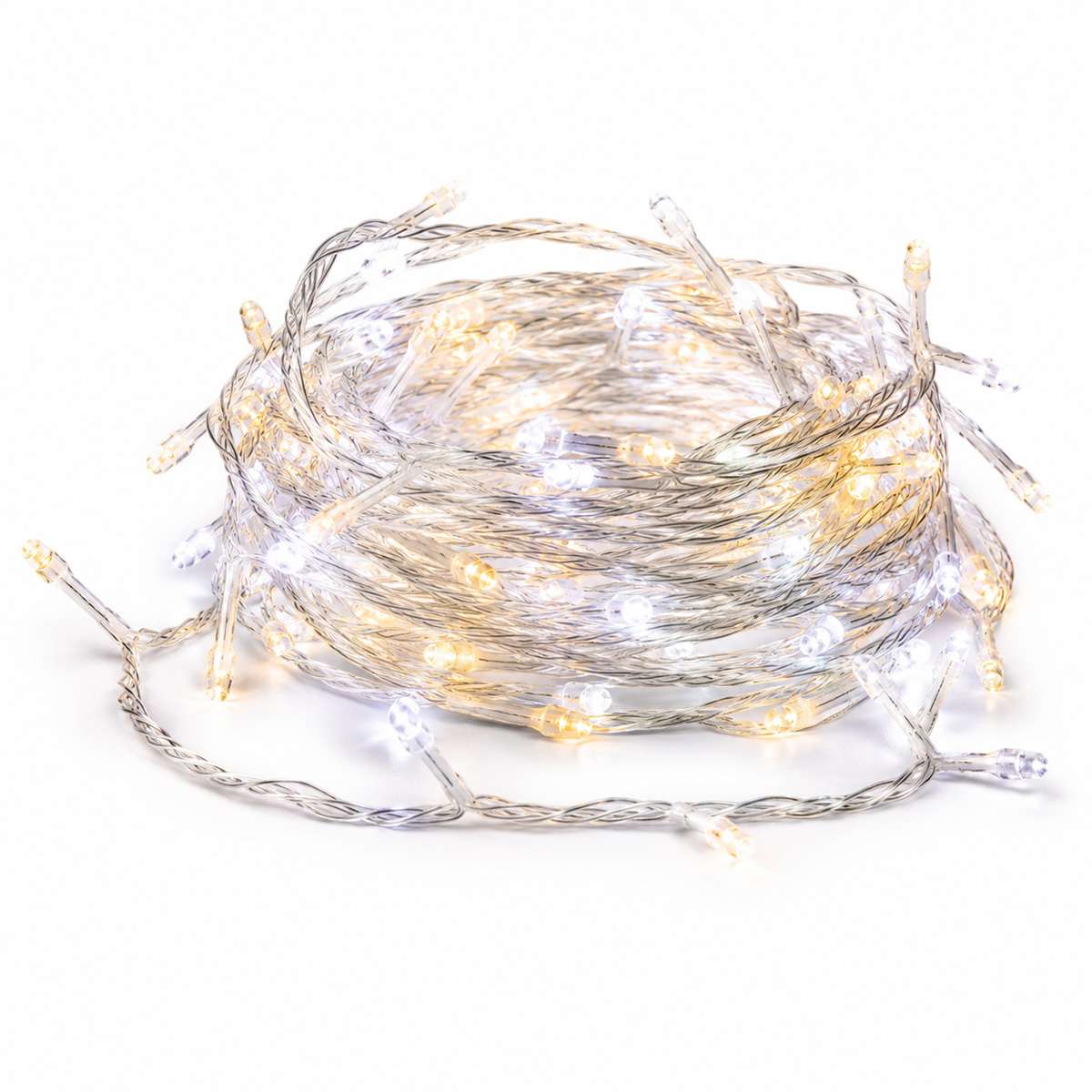 Guirnalda Luces Navidad 215 LED 3 m Blanco Cálido y Frío, Cable Transparente, Decoración Navideña