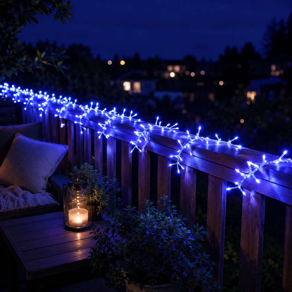 Guirnalda Luces Navidad 215 LED 3 m Blanco Frío, Cable Transparente, Luces Navideñas Decorativas