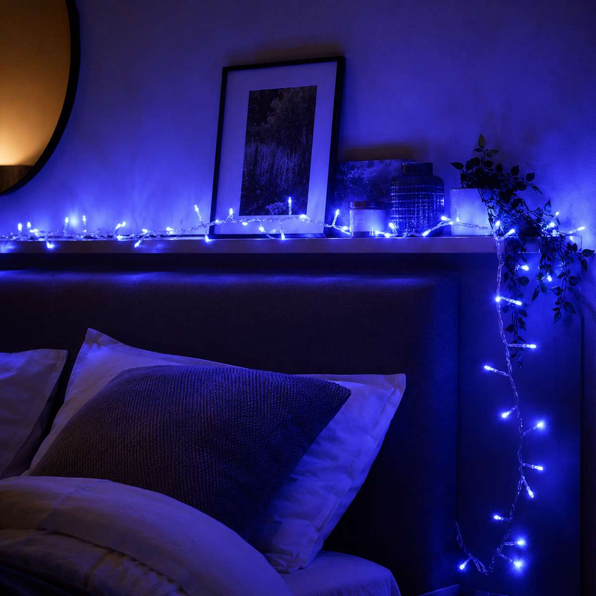 Guirnalda Luces Navidad 215 LED 3 m Blanco Frío, Cable Transparente, Luces Navideñas Decorativas