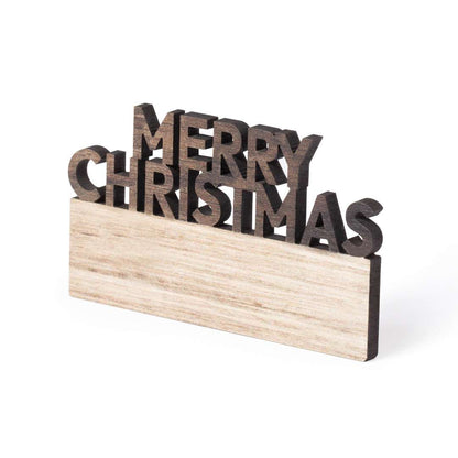 Imán de madera Merry Christmas bicolor con texto troquelado