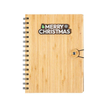 Libreta de anillas Nature con diseño navideño y tapas de bambú