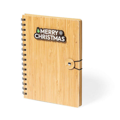 Libreta de anillas Nature con diseño navideño y tapas de bambú