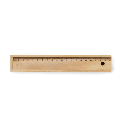 Set de 6 Lápices de Colores con Estuche de Madera y Regla 20cm