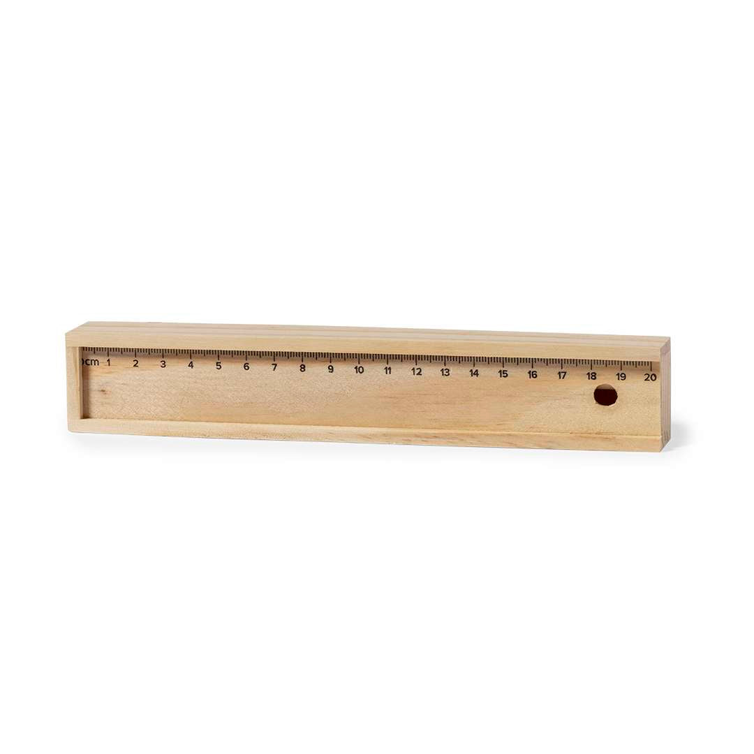 Set de 6 Lápices de Colores con Estuche de Madera y Regla 20cm