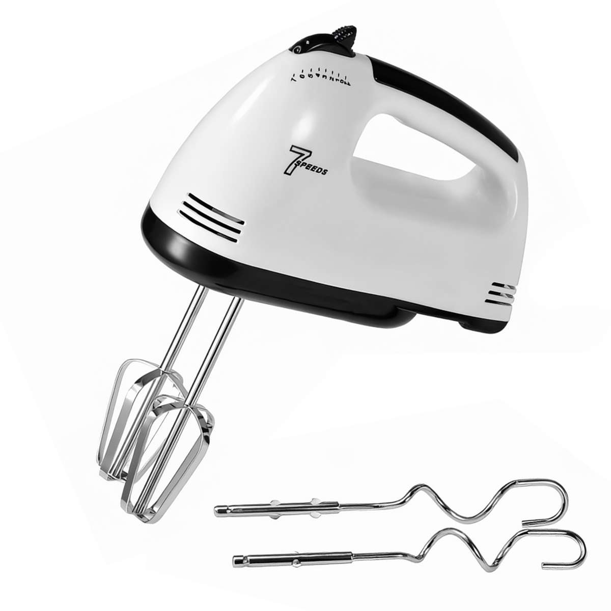 Batidora amasadora de mano Almalux® 200W con 7 velocidades, varillas de batir y ganchos para amasar