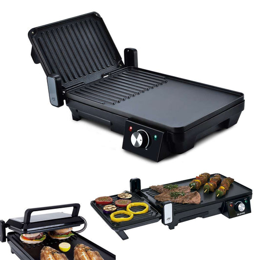 Parrilla multifunción Almalux® 2 en 1 plancha de asar y grill 2000W con apertura 180º y termostato regulable