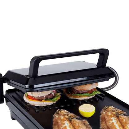Parrilla multifunción Almalux® 2 en 1 plancha de asar y grill 2000W con apertura 180º y termostato regulable