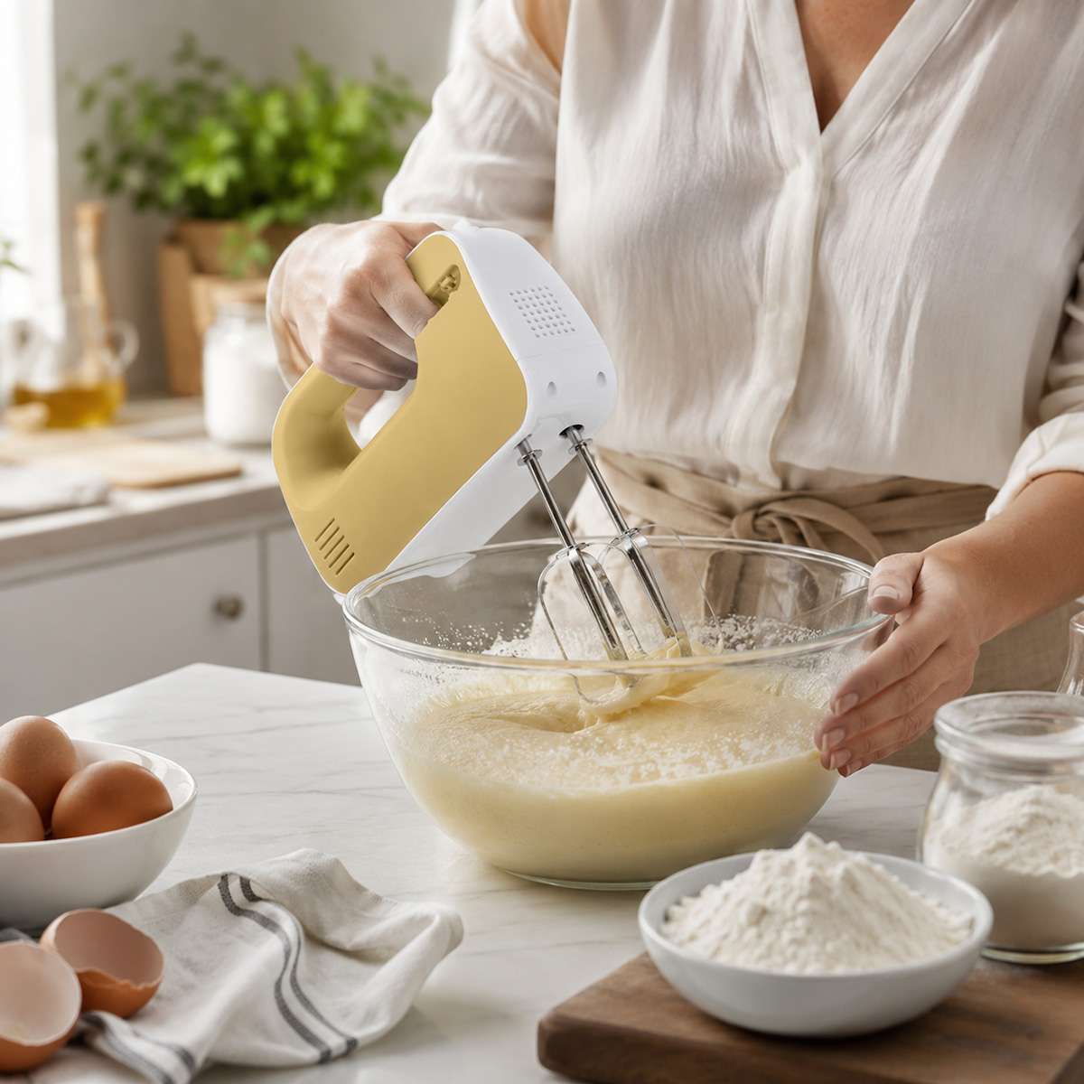 Batidora de mano Almalux® 200W para repostería con 3 velocidades, varillas de batir y almacenaje integrado