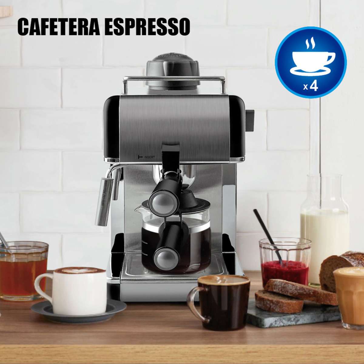 Cafetera Espresso  Almalux® 3.5 Bares - Acero Inoxidable – Café Intenso y Cremoso en Casa