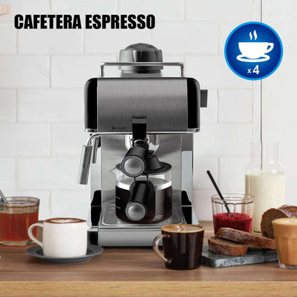 Cafetera Espresso  Almalux® 3.5 Bares - Acero Inoxidable – Café Intenso y Cremoso en Casa