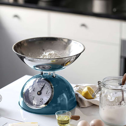 Báscula de cocina retro Almalux® con cuenco extraíble de acero inoxidable, capacidad 5 kg y diseño vintage