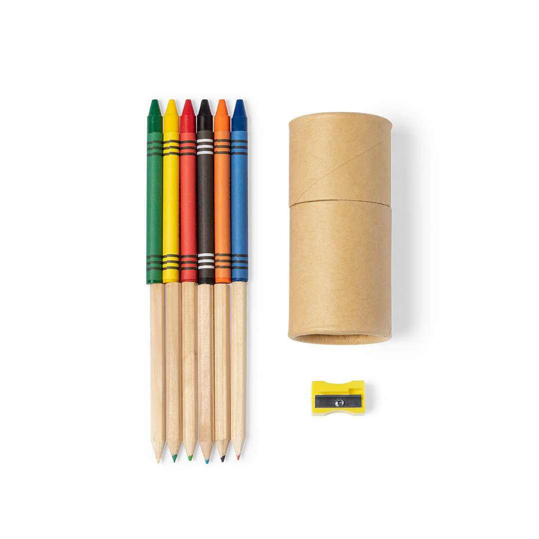 Set de 13 piezas Pixi con lápices y ceras de colores en estuche cilíndrico