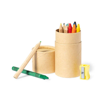 Set de 13 piezas Pixi con lápices y ceras de colores en estuche cilíndrico