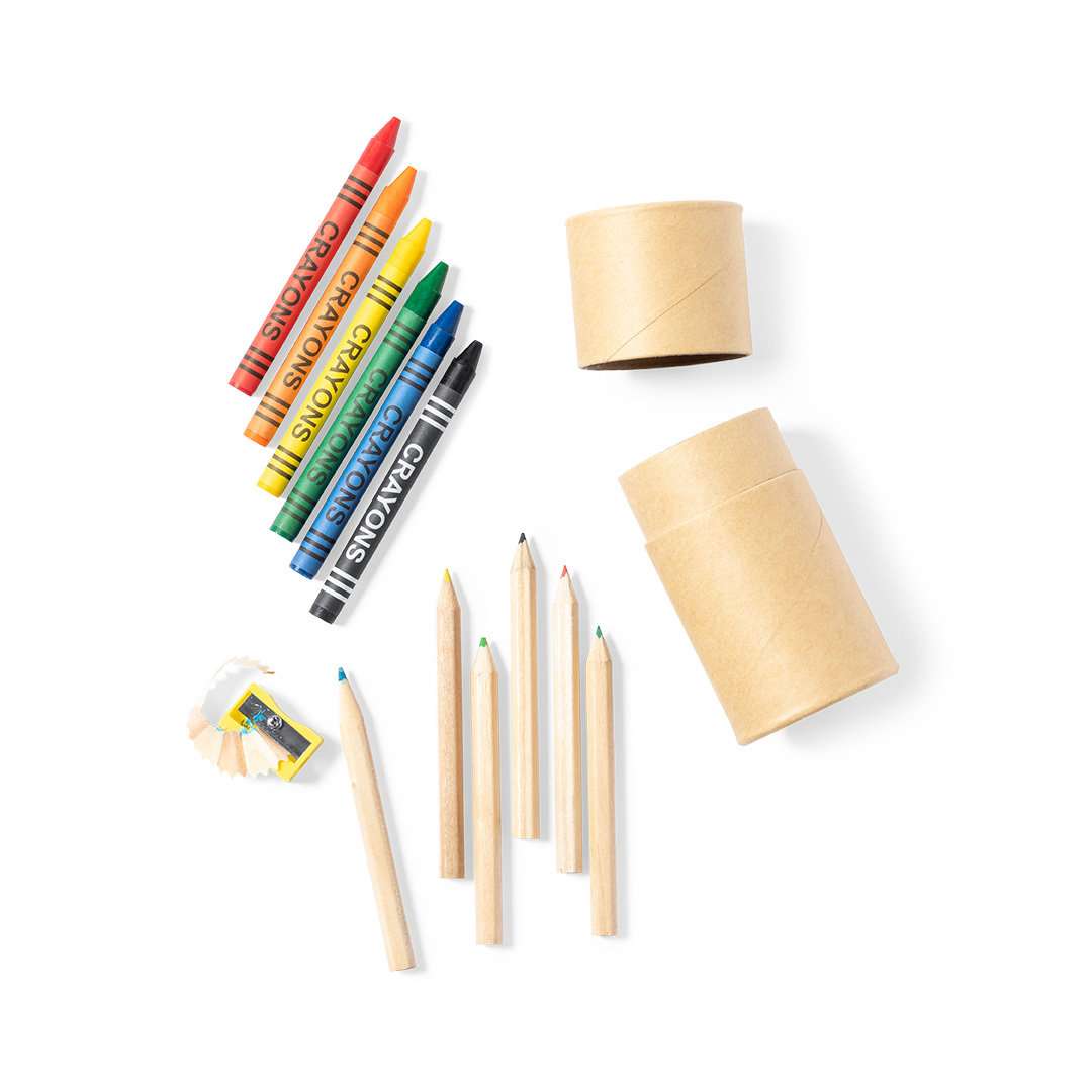 Set de 13 piezas Pixi con lápices y ceras de colores en estuche cilíndrico