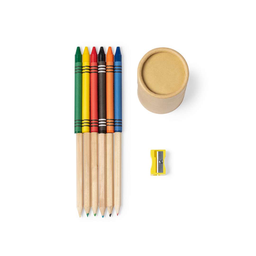Set de 13 piezas Pixi con lápices y ceras de colores en estuche cilíndrico