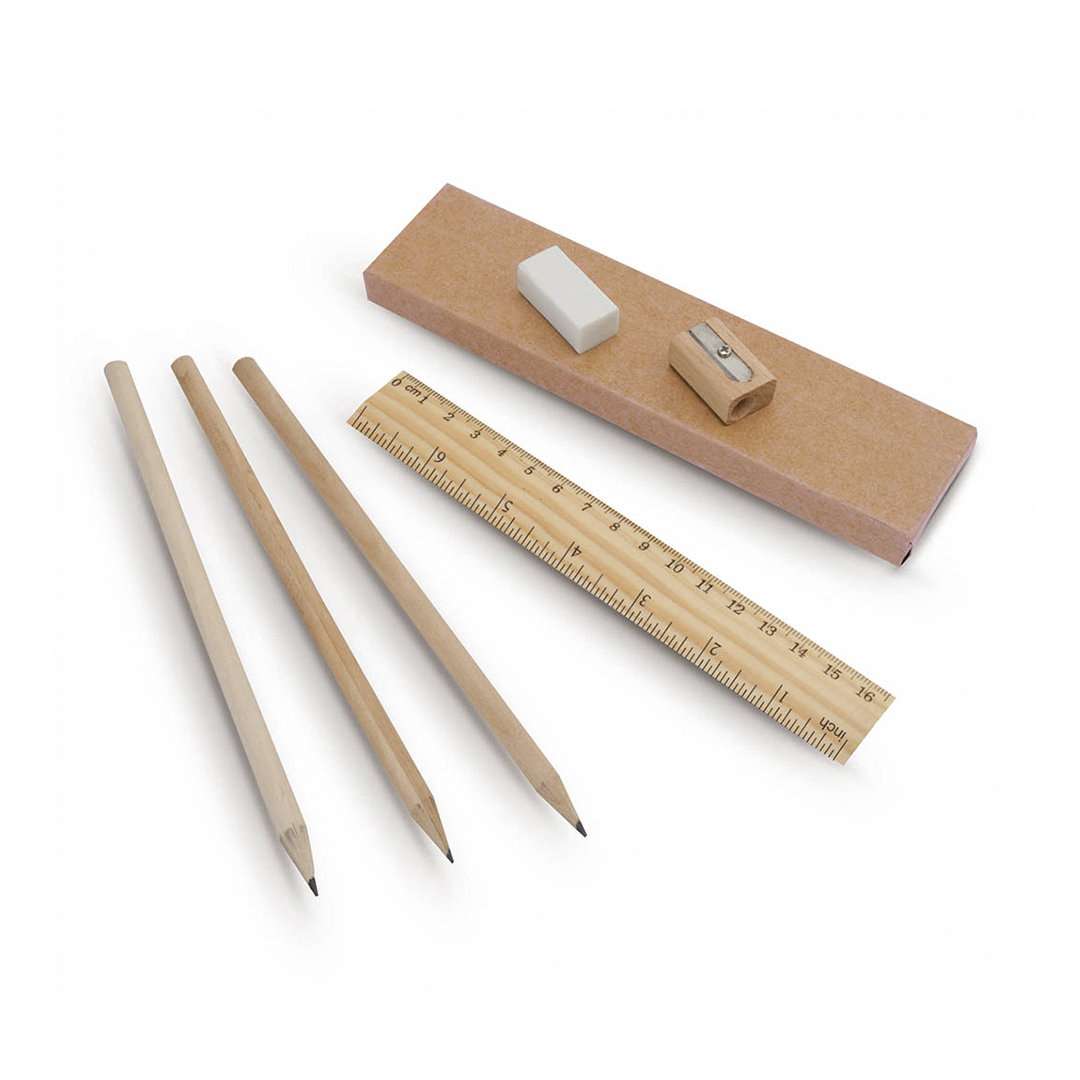 Set de 6 piezas de escritura y dibujo con estuche reciclado