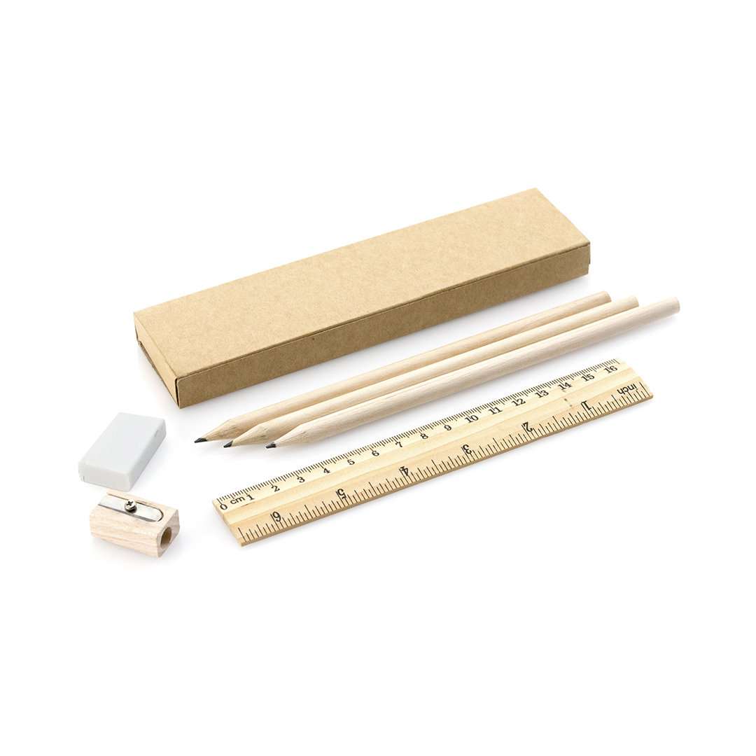 Set de 6 piezas de escritura y dibujo con estuche reciclado
