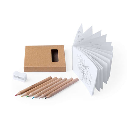Set de 8 piezas Figgy con lápices de colores y bloc para colorear