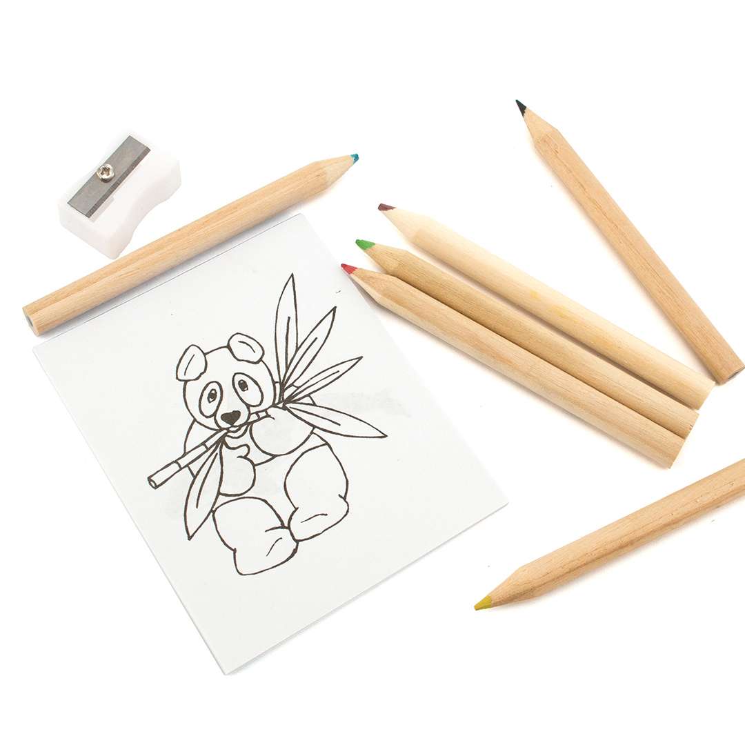Set de 8 piezas Figgy con lápices de colores y bloc para colorear