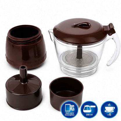 Cafetera para Microondas Almalux® 6 Tazas con Filtro Reutilizable, Apta para Lavavajillas y Fácil de Usar