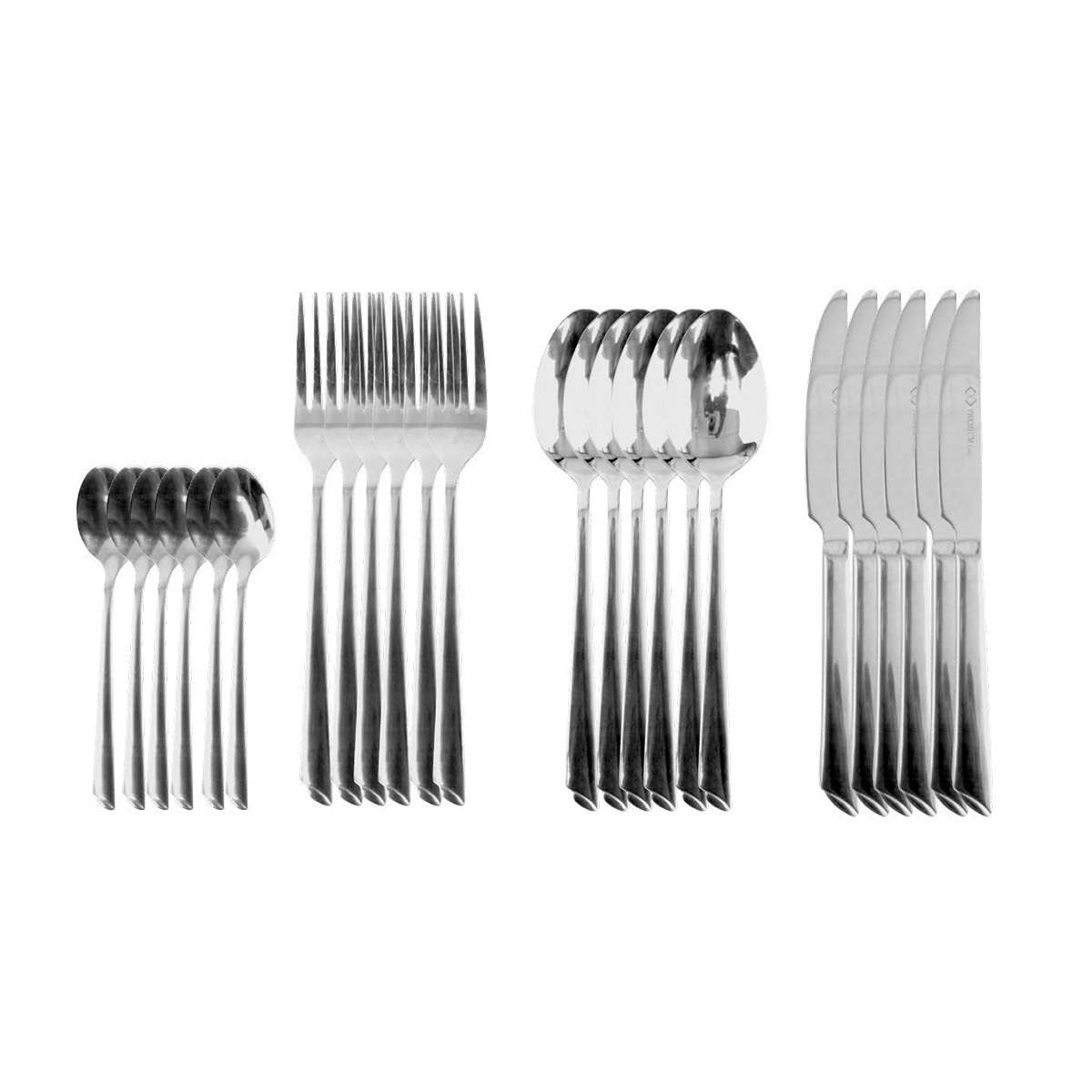 Cubertería Almalux® de 24 piezas en Acero Inoxidable - 6 Servicios