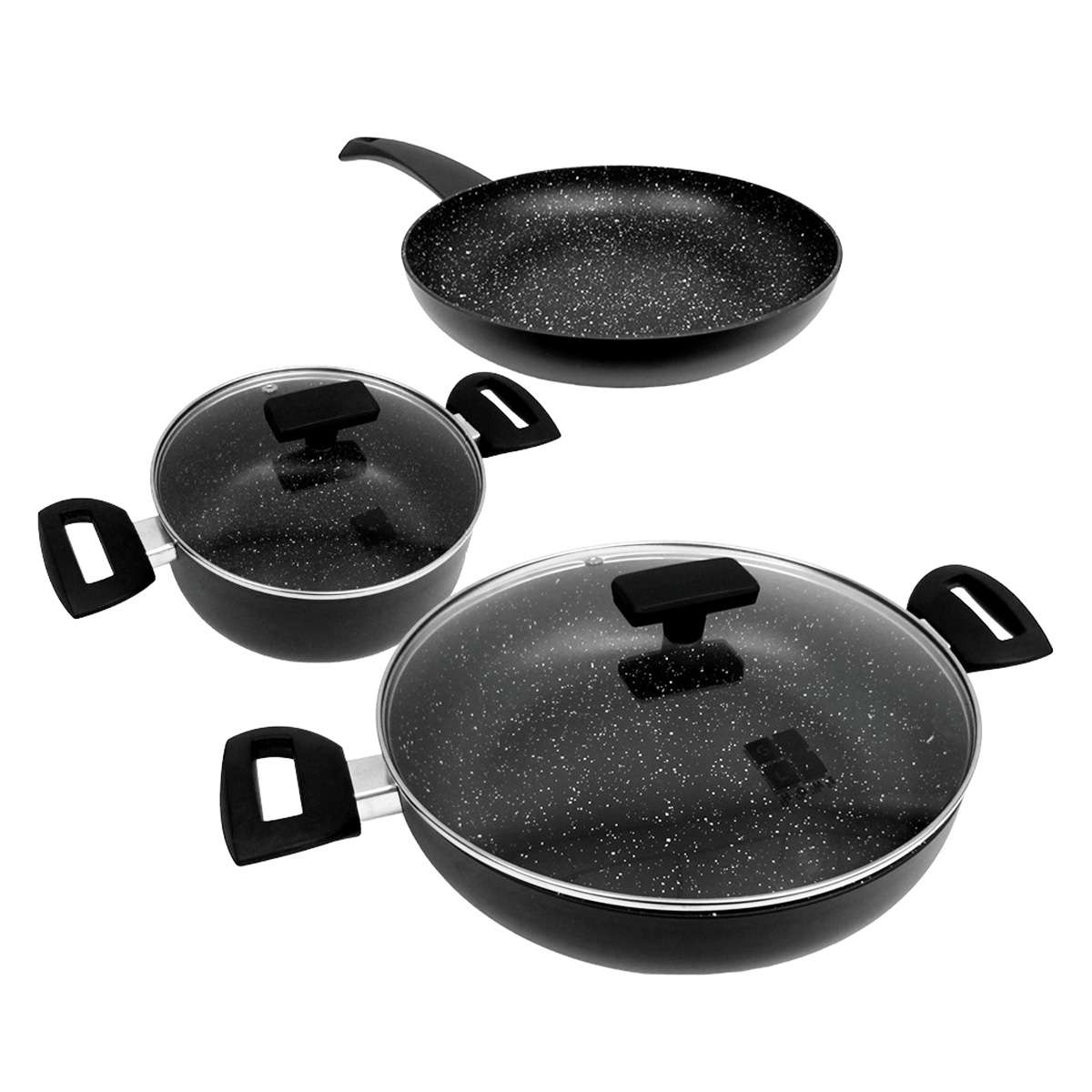 Batería de cocina Almalux® de 5 piezas - Aluminio - 20, 24 y 28 cm con Tapas