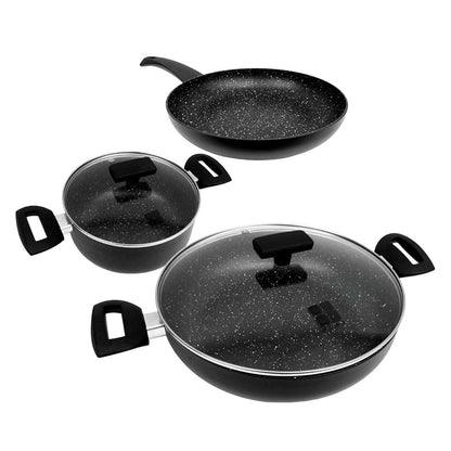 Batería de cocina Almalux® de 5 piezas - Aluminio - 20, 24 y 28 cm con Tapas