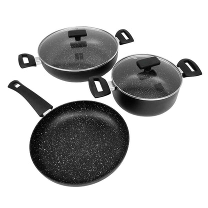 Batería de cocina Almalux® de 5 piezas - Aluminio - 20, 24 y 28 cm con Tapas