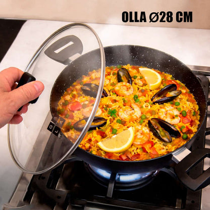Batería de cocina Almalux® de 5 piezas - Aluminio - 20, 24 y 28 cm con Tapas