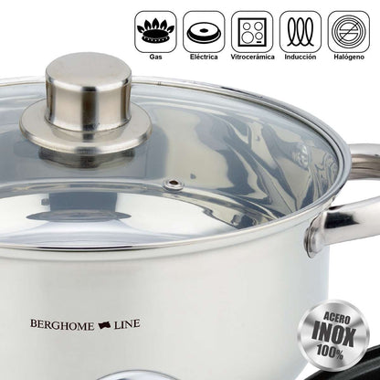 Batería de Cocina Almalux® 13 Piezas de Acero Inoxidable con Tapas, Apta para Inducción y Lavavajillas