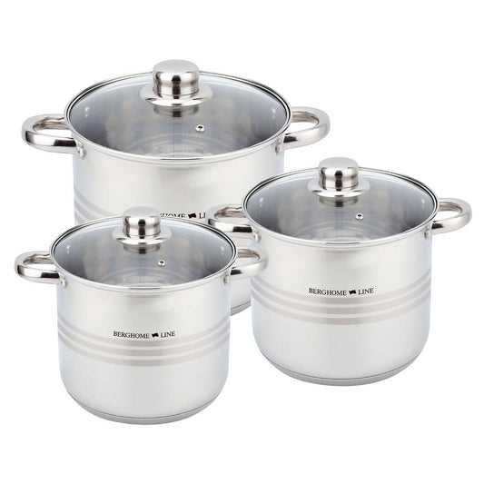 Juego de Ollas Almalux® 6 Piezas de Acero Inoxidable con Tapas, Apto para Inducción y Lavavajillas