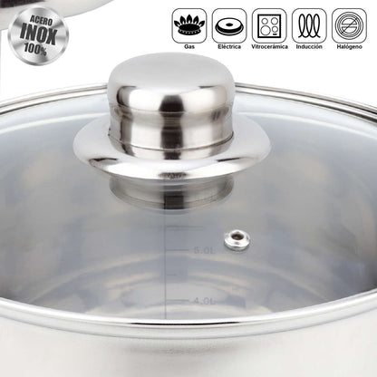 Juego de Ollas Almalux® 6 Piezas de Acero Inoxidable con Tapas, Apto para Inducción y Lavavajillas