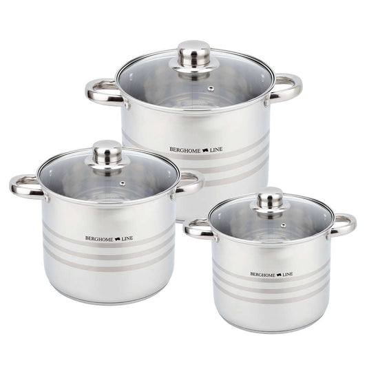 Juego de Ollas Almalux® 6 Piezas de Acero Inoxidable con Tapas, Gran Capacidad, Apto para Inducción y Lavavajillas