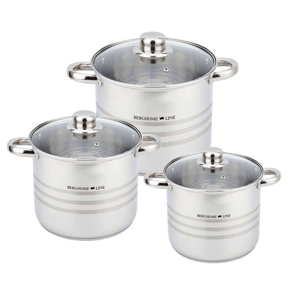 Juego de Ollas Almalux® 6 Piezas de Acero Inoxidable con Tapas, Gran Capacidad, Apto para Inducción y Lavavajillas