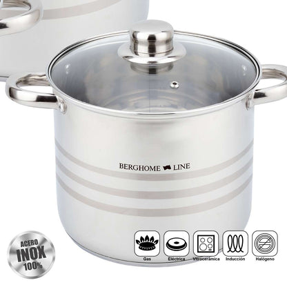 Juego de Ollas Almalux® 6 Piezas de Acero Inoxidable con Tapas, Gran Capacidad, Apto para Inducción y Lavavajillas