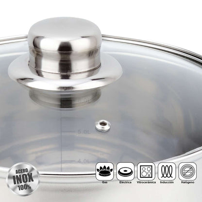 Juego de Ollas Almalux® 6 Piezas de Acero Inoxidable con Tapas, Gran Capacidad, Apto para Inducción y Lavavajillas