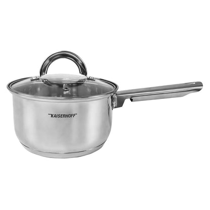 Batería de Cocina Almalux® 12 Piezas de Acero Inoxidable con Sartén Antiadherente, Tapas de Vidrio, Apta para Inducción y Lavavajillas