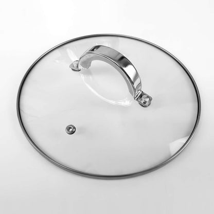Batería de Cocina Almalux® 12 Piezas de Acero Inoxidable con Sartén Antiadherente, Tapas de Vidrio, Apta para Inducción y Lavavajillas