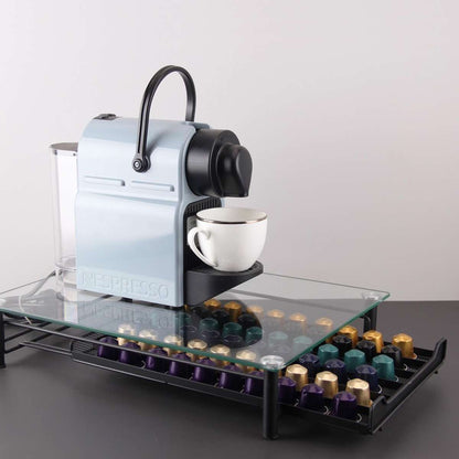 Soporte Cafetera + Cajón Almalux® de 60 Cápsulas en Formato Nespresso