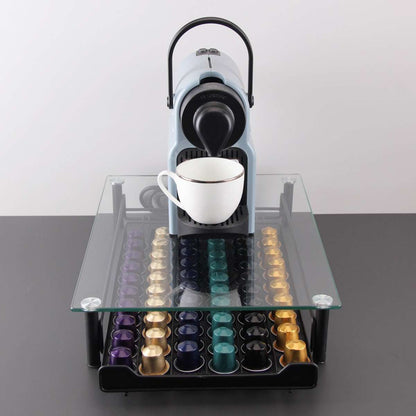 Soporte Cafetera + Cajón Almalux® de 60 Cápsulas en Formato Nespresso