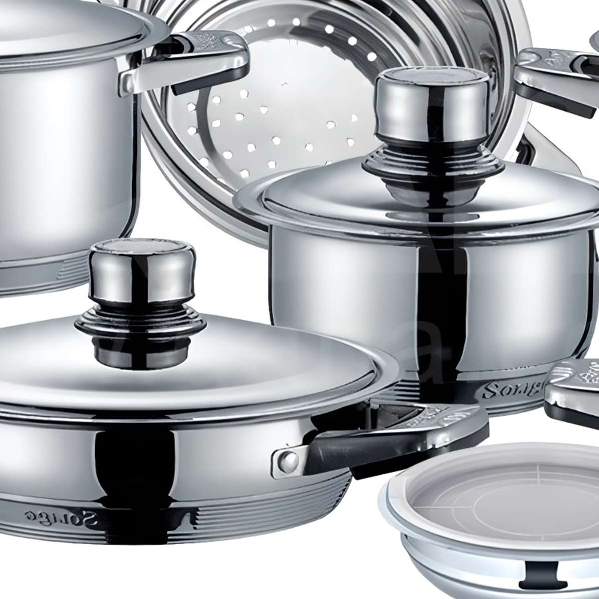 Batería de Cocina Almalux® de 16 piezas en Acero Inoxidable compatible con inducción