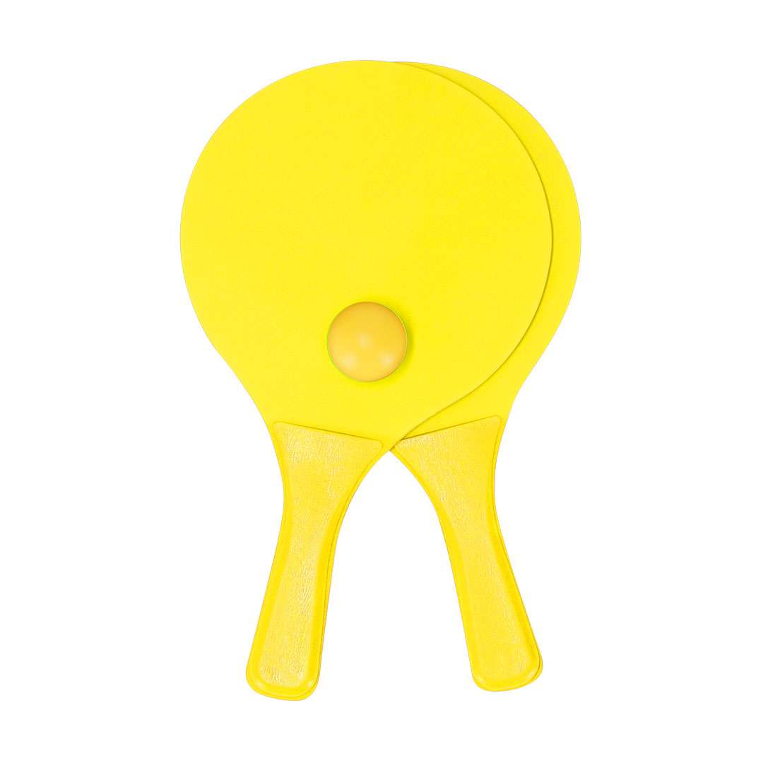 Par de palas de playa Faluk de madera natural con bolsa y pelota