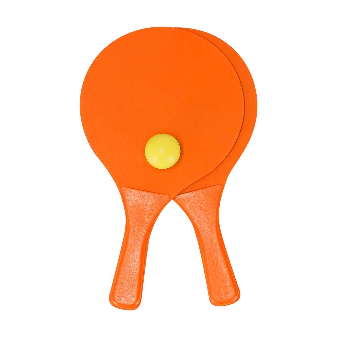Par de palas de playa Faluk de madera natural con bolsa y pelota