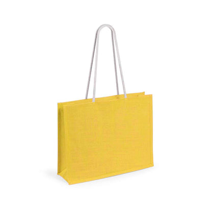 Bolsa de yute resistente con asas de algodón largas y reforzadas