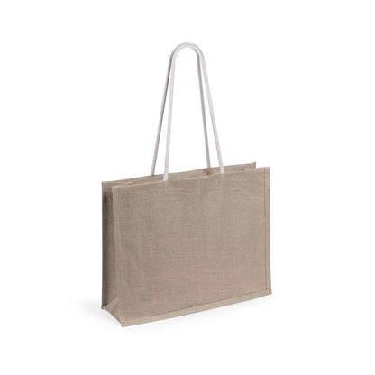 Bolsa de yute resistente con asas de algodón largas y reforzadas