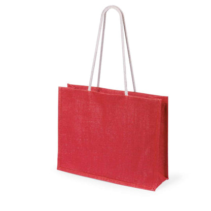Bolsa de yute resistente con asas de algodón largas y reforzadas