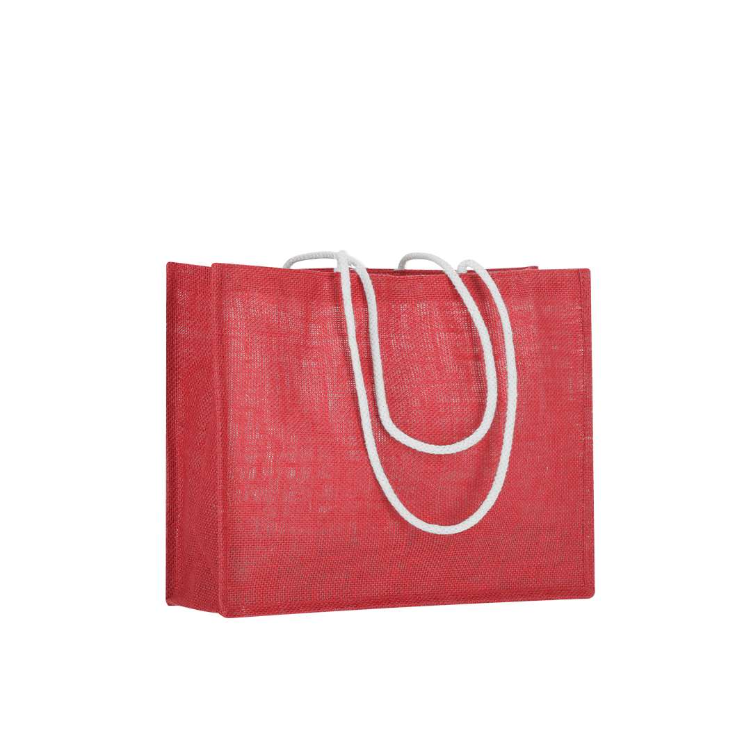 Bolsa de yute resistente con asas de algodón largas y reforzadas