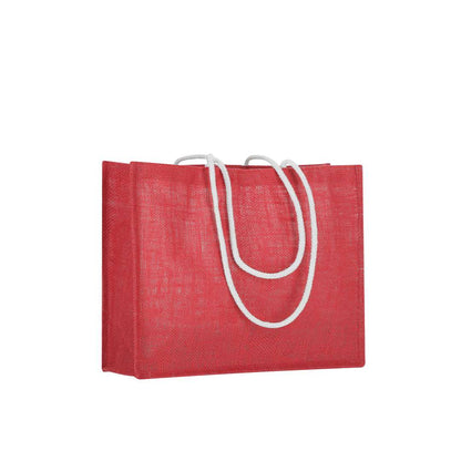 Bolsa de yute resistente con asas de algodón largas y reforzadas