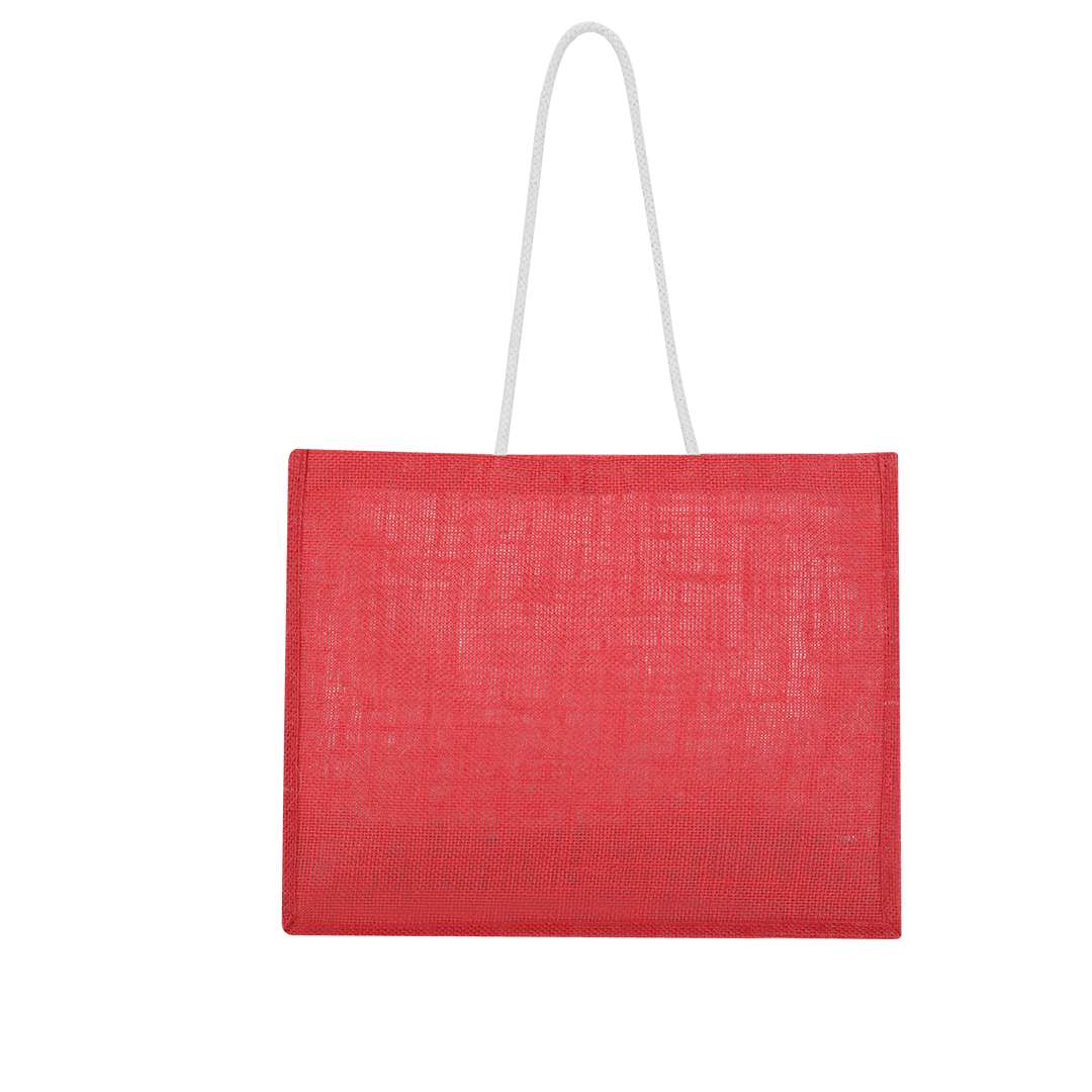 Bolsa de yute resistente con asas de algodón largas y reforzadas